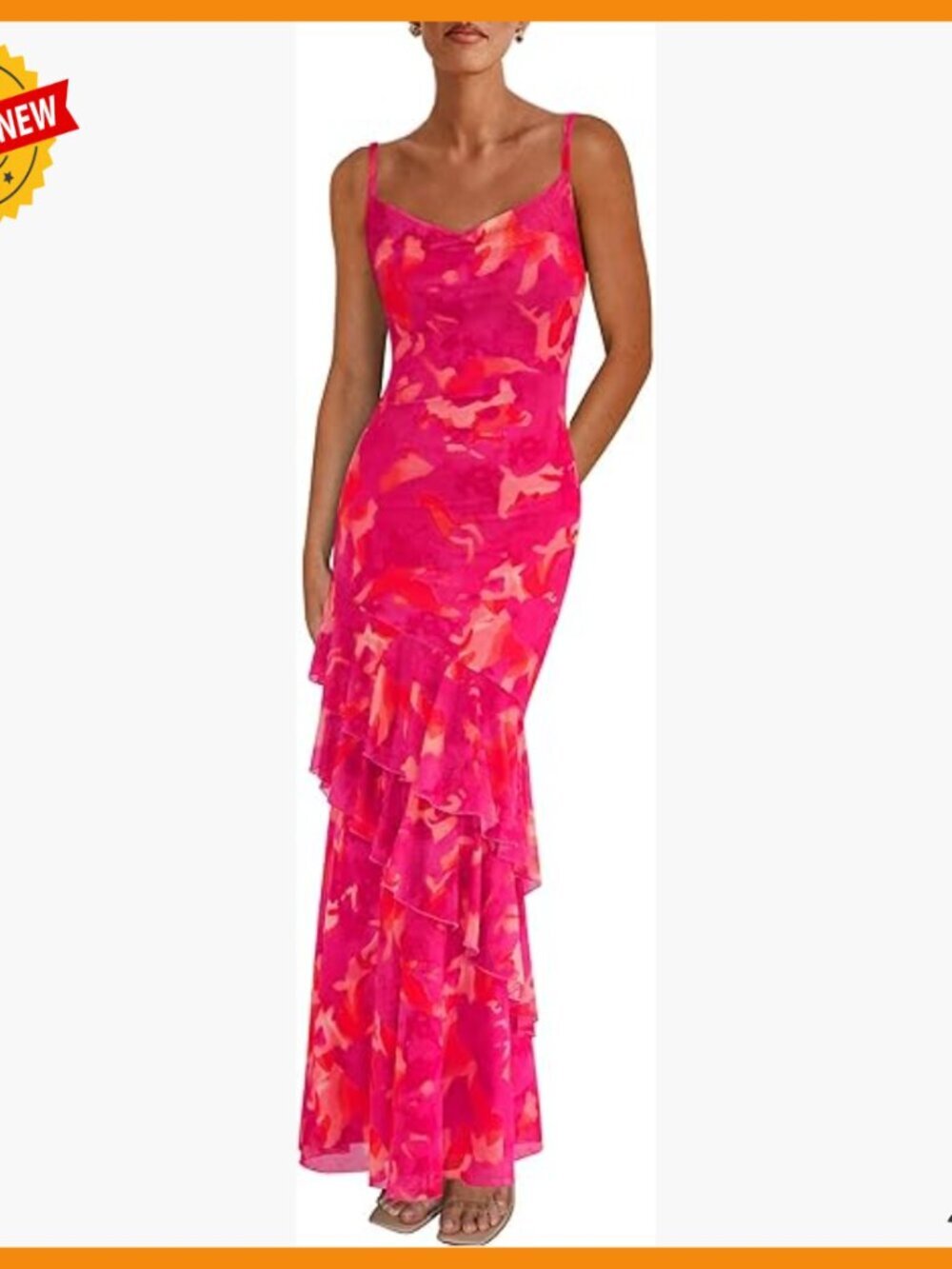 Spaghetti Strap Maxi Dress Tiered Floral Beach Wedding Guest Long